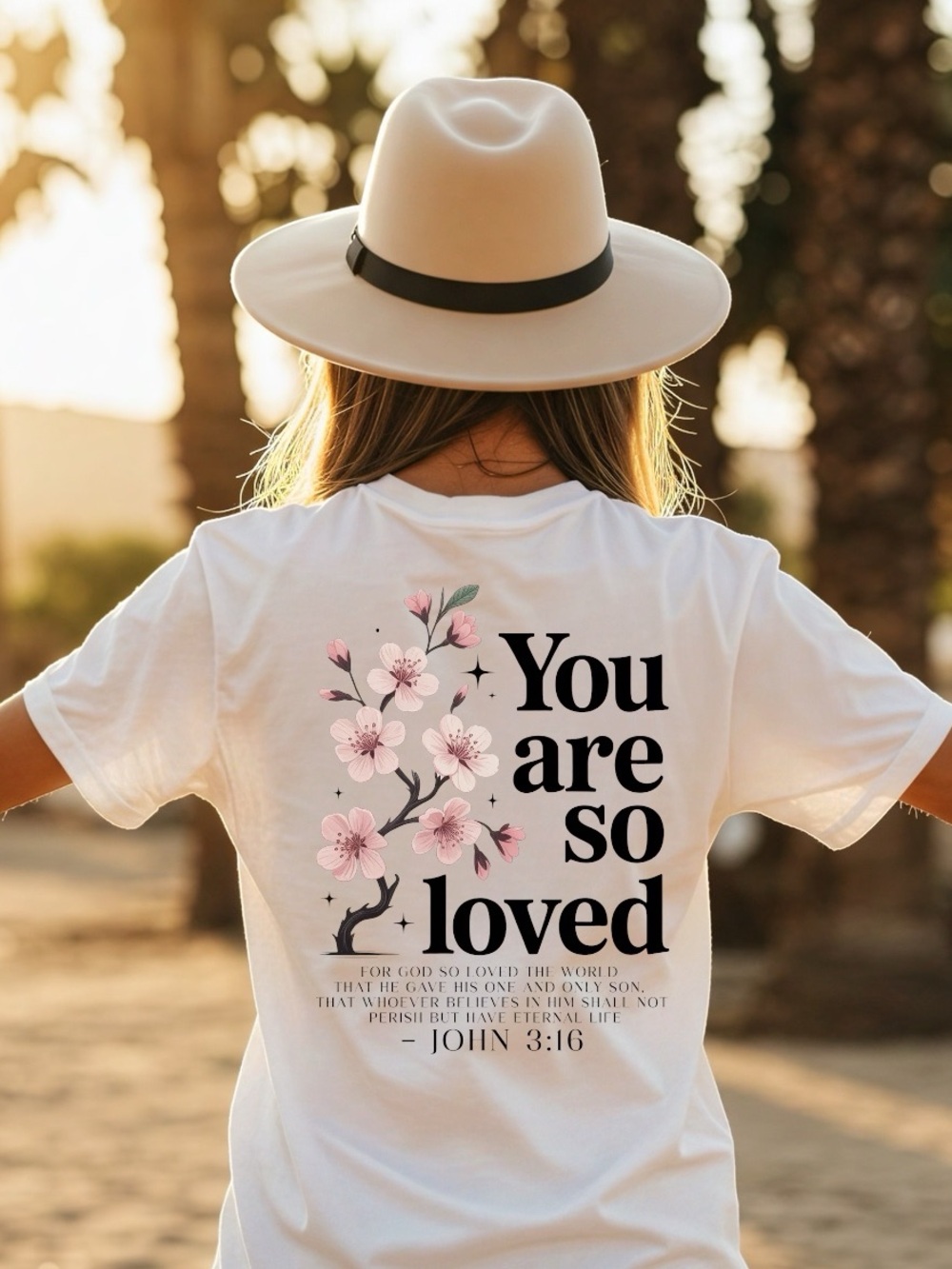 You Are So Loved Graphic Tee - White with Pink flowers motivational S M L XL